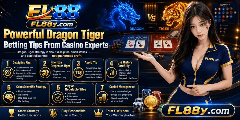 Dragon Tiger betting tips with bankroll strategy, table selection, live dealer gameplay and responsible gaming advice