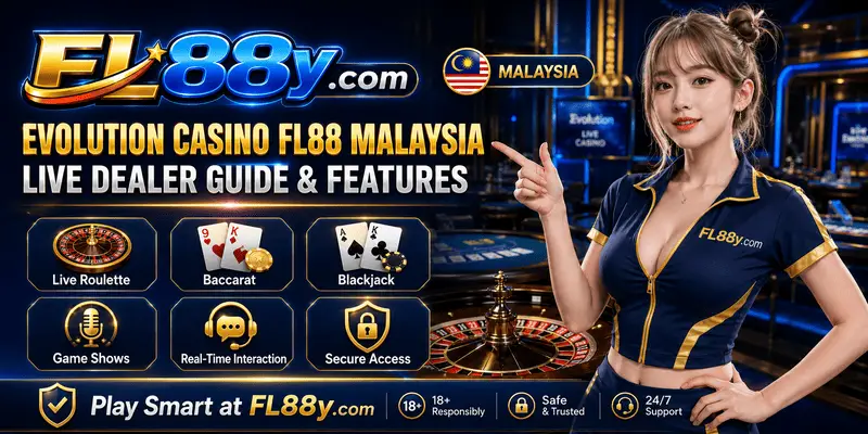 Evolution Casino at FL88 Malaysia featuring trusted live dealer tables, HD streaming, secure gameplay and smooth mobile access