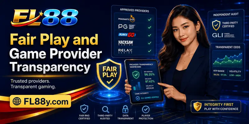 Fair play checklist showing licensed game providers and transparent results.