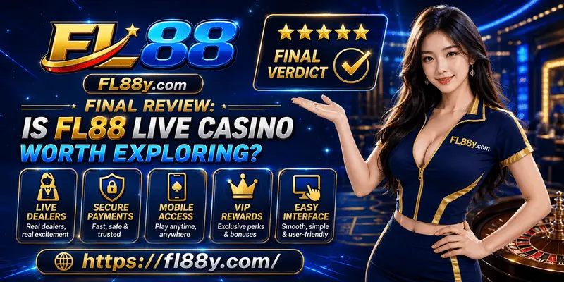 Final review of FL88 Live Casino highlighting live dealer games, mobile compatibility, security features and overall user experience.