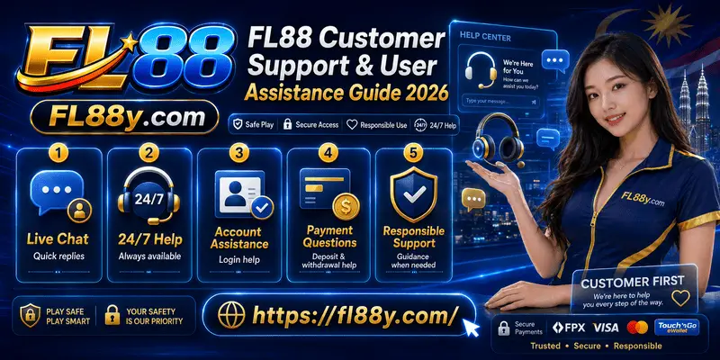 FL88 customer support interface showing live assistance, help resources, account guidance and responsive user service options.