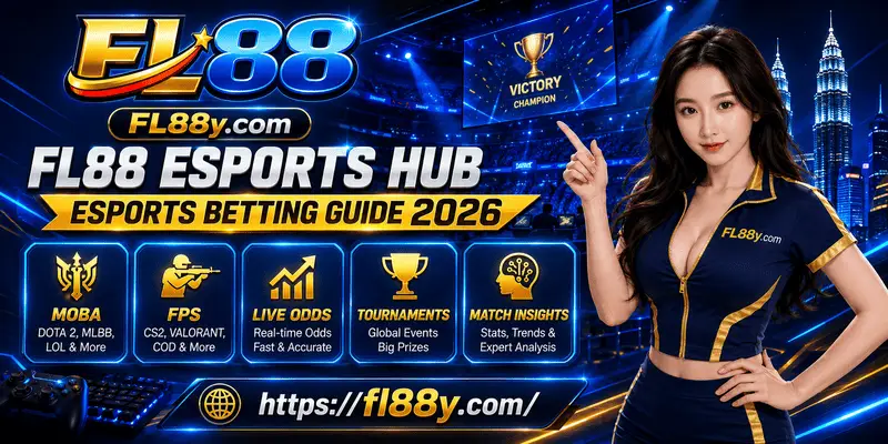 FL88 Esports Hub highlighting CS2, Dota 2, League of Legends and competitive esports markets with mobile-friendly access.