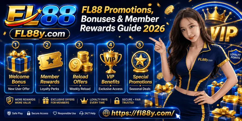 FL88 promotions page displaying welcome offers, member rewards, bonus information and transparent promotional terms for eligible player