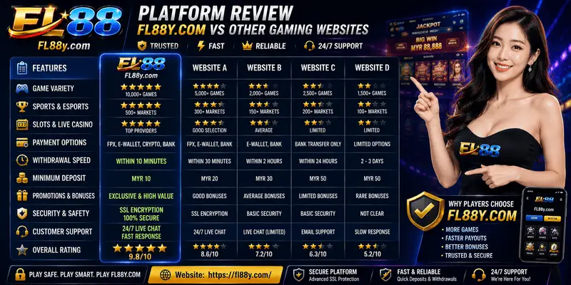 FL88y.com platform review compared with other online gaming websites.