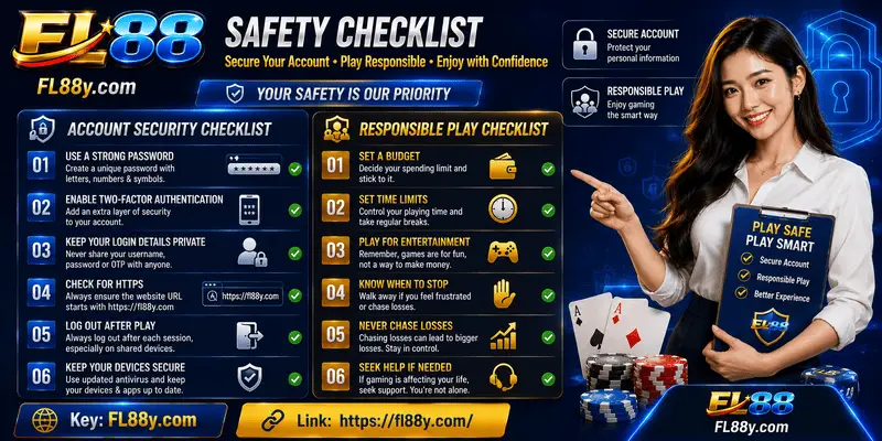 FL88y.com safety checklist for account security and responsible play.
