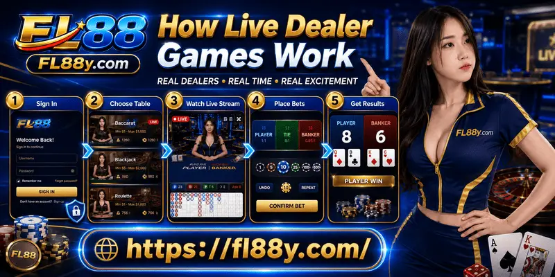 Guide explaining how live dealer games work through real-time streaming, professional dealers and interactive casino gameplay.