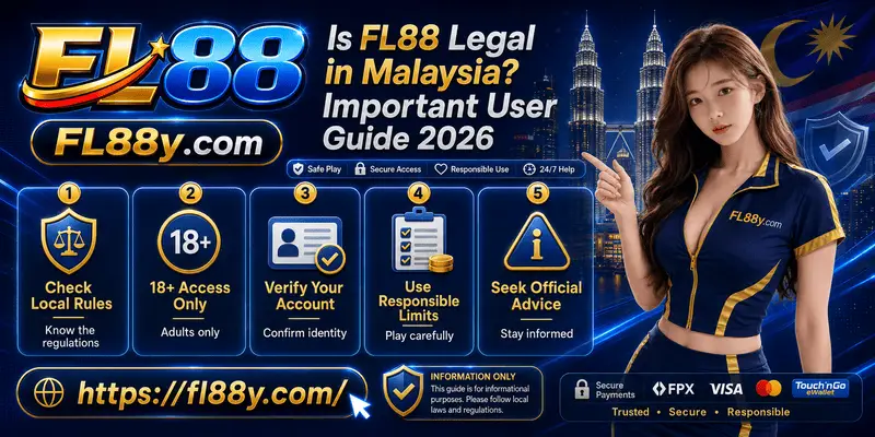 Information page discussing FL88, local regulations, responsible gaming awareness and the importance of checking applicable Malaysian laws.