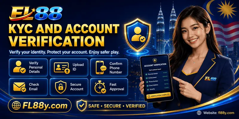 FL88 account verification screen showing KYC document and identity check steps