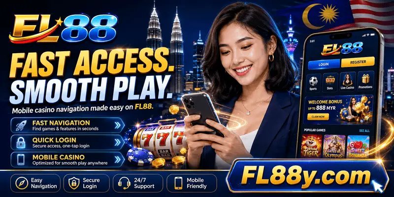 Mobile casino experience with fast navigation and clear login access in Malaysia.