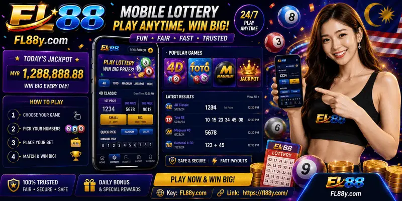 Mobile lottery FL88 game interface on FL88y.com Malaysia for adult users.