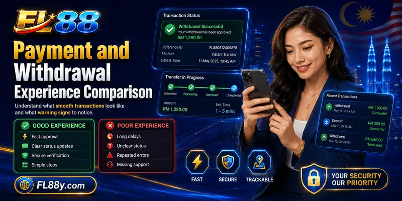 FL88 payment and withdrawal comparison showing deposit speed and payout checks