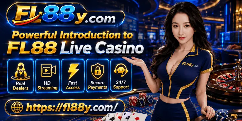 Introduction to FL88 Live Casino with real-time dealers, immersive table games, secure access and responsive mobile gameplay.
