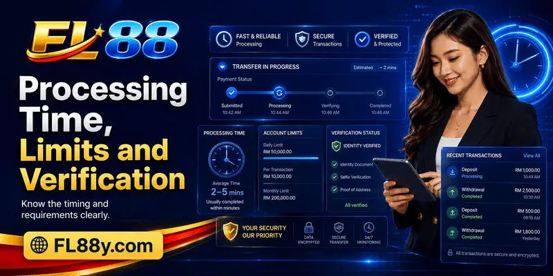 FL88 withdrawal processing time, transaction limits and verification checklist