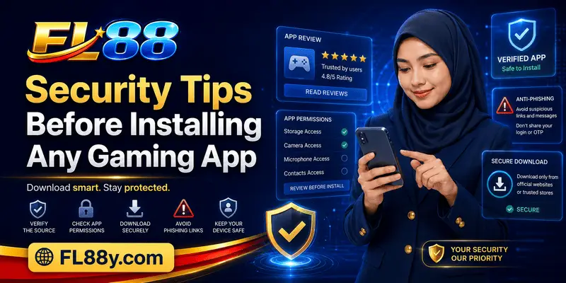 Malaysian mobile user checking app security before installing a gaming app.