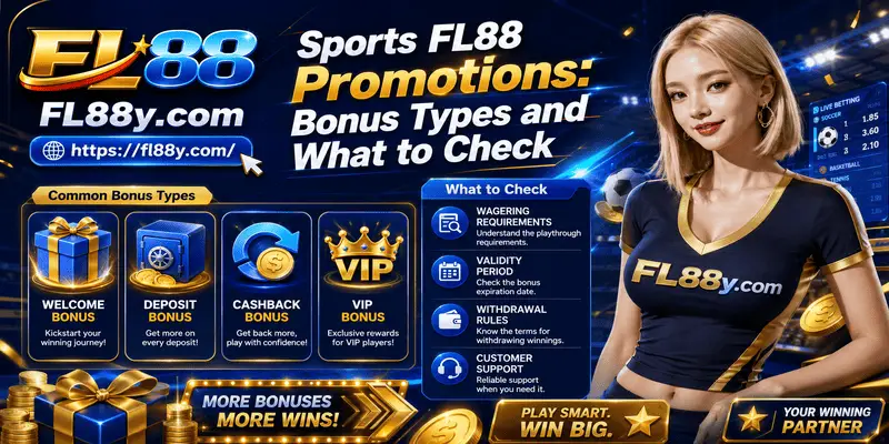 Sports FL88 Promotions: Bonus Types and What to Check