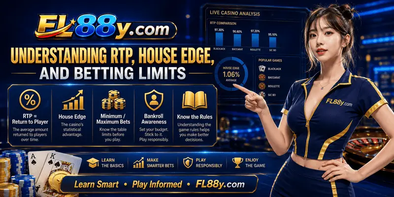 Guide explaining RTP, house edge and betting limits to help FL88 Malaysia players understand casino game mechanics and informed decisions
