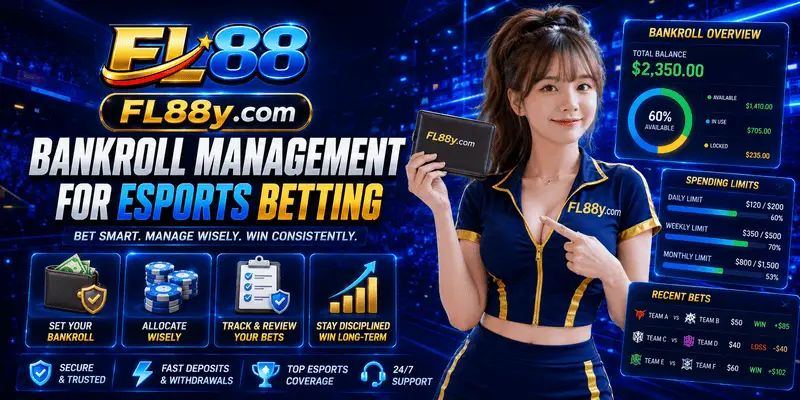 Esports bankroll management guide showing betting budget, stake limits, loss control and responsible wagering habits.