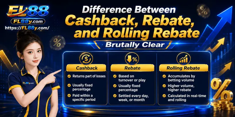 Clear comparison of cashback, rebate, and rolling rebate rules with examples, limits, and wagering checks.