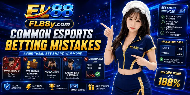Common esports betting mistakes showing poor research, chasing losses, ignoring odds movement and weak bankroll control.