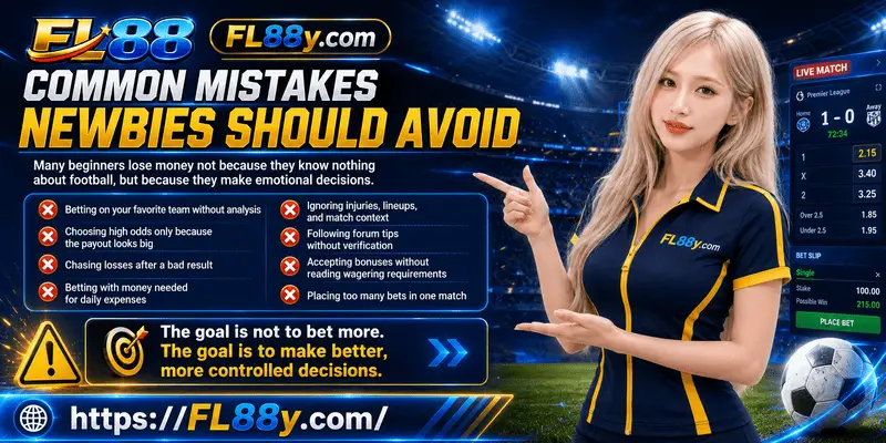 New bettor checking football betting mistakes, odds comparison, bankroll limits, bonus terms, and safer choices.