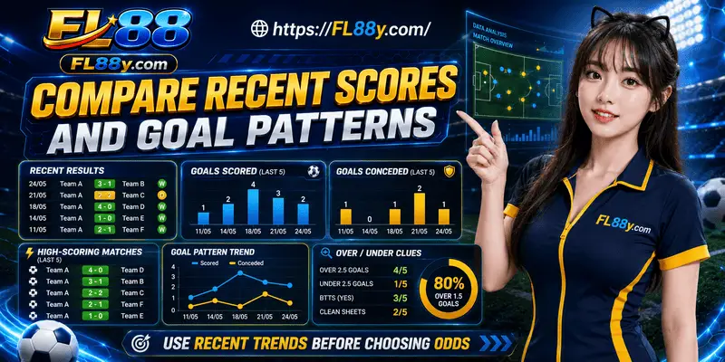 Football bettor comparing recent scores, goal patterns, team form, scoring trends, defense data, and match consistency.