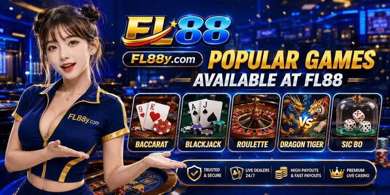 Popular SA Gaming casino games at FL88 Malaysia including baccarat, blackjack, roulette and other live dealer table experiences