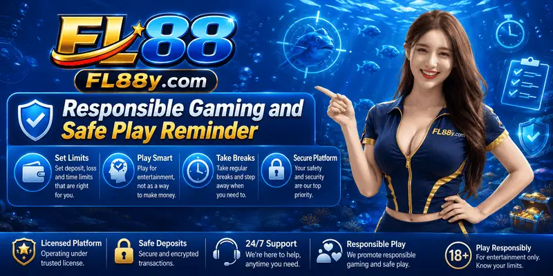  Responsible gaming reminder for Fishing FL88 players in Malaysia, covering limits, safe play, breaks, and risk awareness.