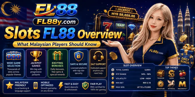 Slots FL88 overview explaining game categories, platform features, mobile access and essential information for Malaysian players.