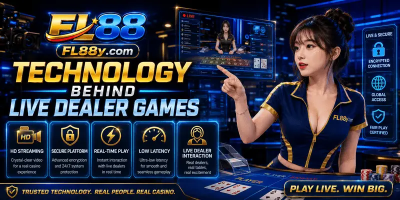 Live dealer technology at W Casino featuring HD streaming, low latency, secure connections and interactive casino gameplay at FL88 Malaysia