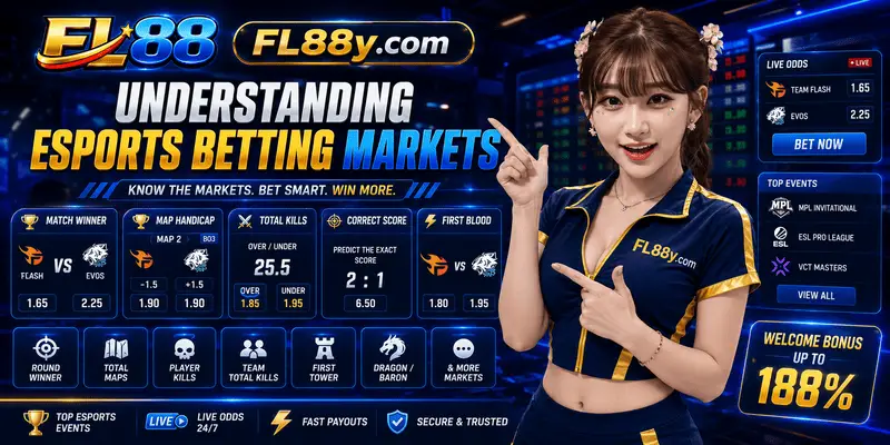 Esports betting markets guide explaining match winner, map winner, handicaps, totals and live odds for beginners.