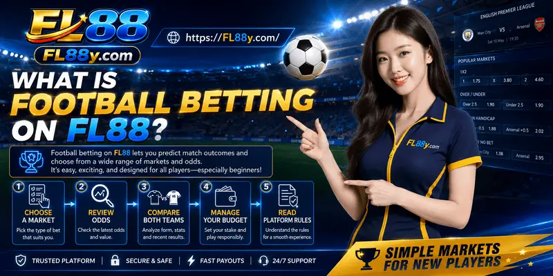 Beginner learning football betting on FL88 with odds, match markets, live betting, account safety, and responsible play.